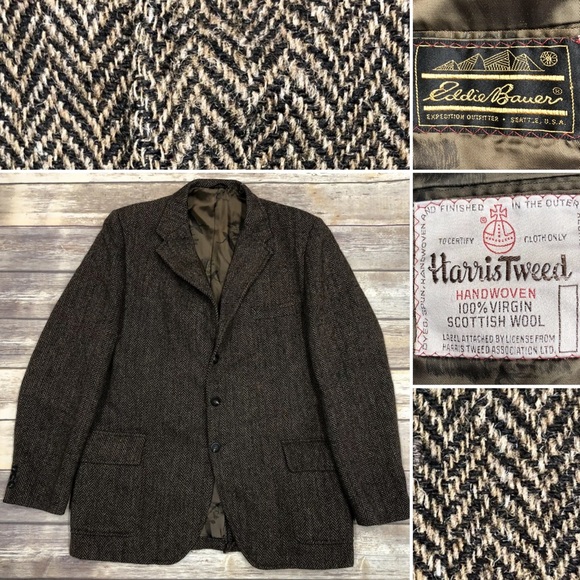 Vintage Harris Tweed Herringbone Blazer Jacket - Picture 1 of 11